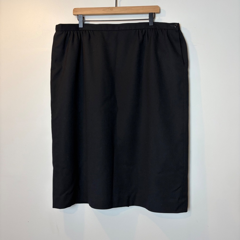 Pendleton Plus Black 100% Virgin Wool Pencil Skirt‎ Womens 20W Lined Midi